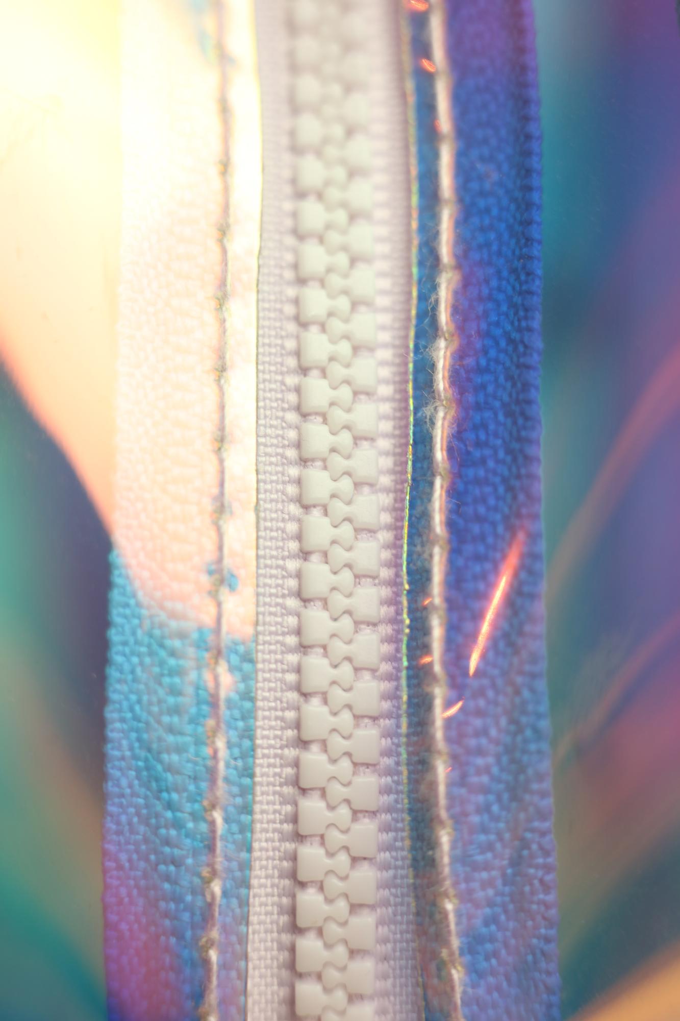 Close-up of high-tech embroidery with neon threads